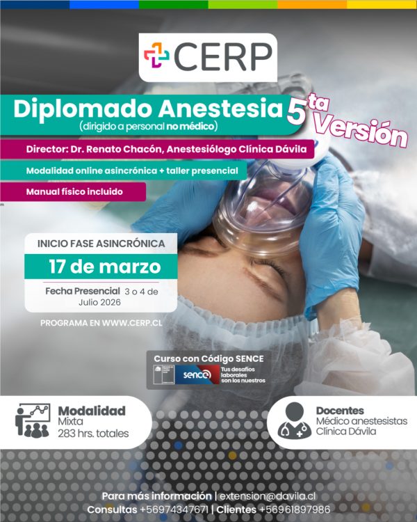 Inscripción a Jornada Presencial del Diplomado de Anestesia V5 – Clínica Dávila Recoleta